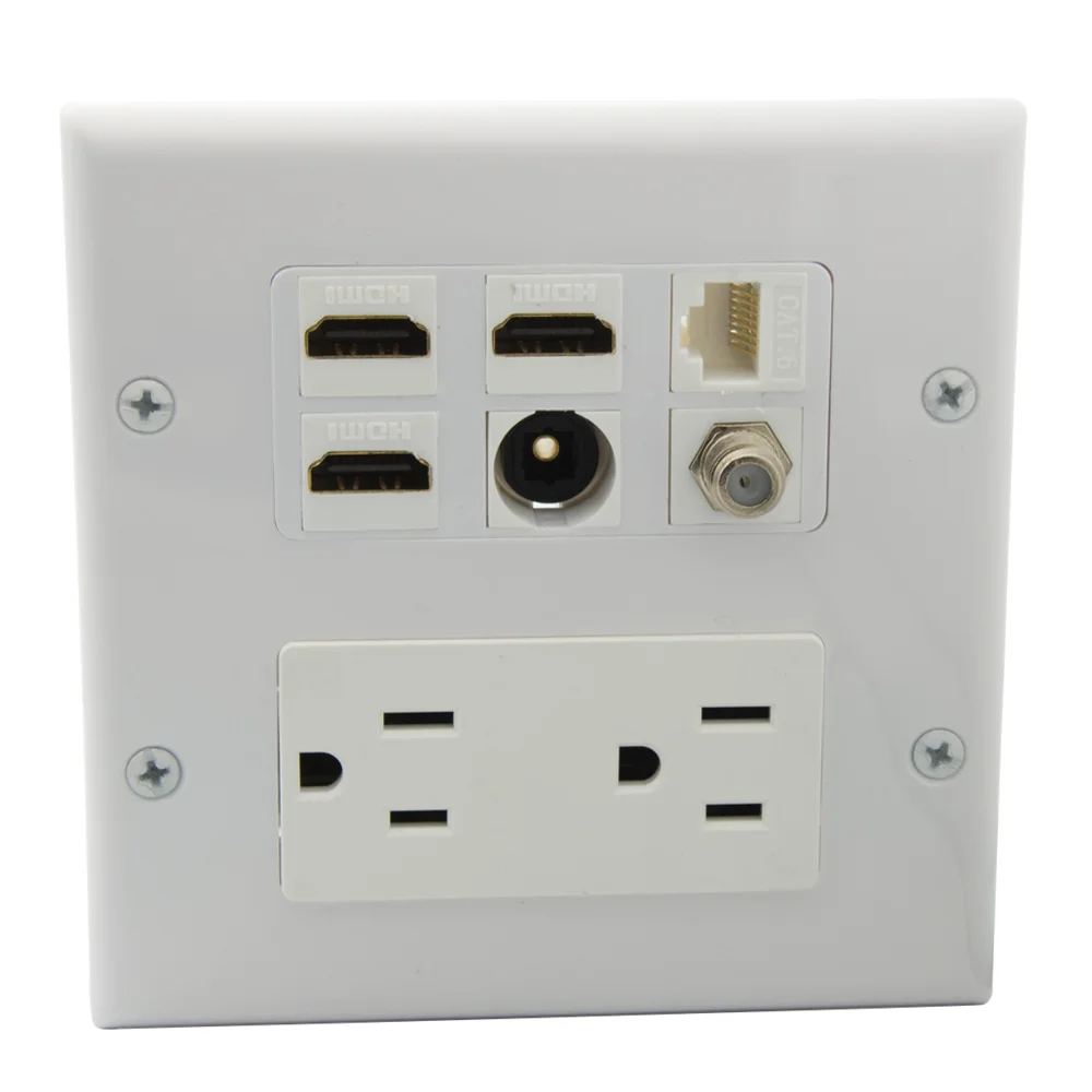 2 комплекта декоративный стиль F RG6 TV CAT6 RJ45 Toslink 3 порта HDMI американский