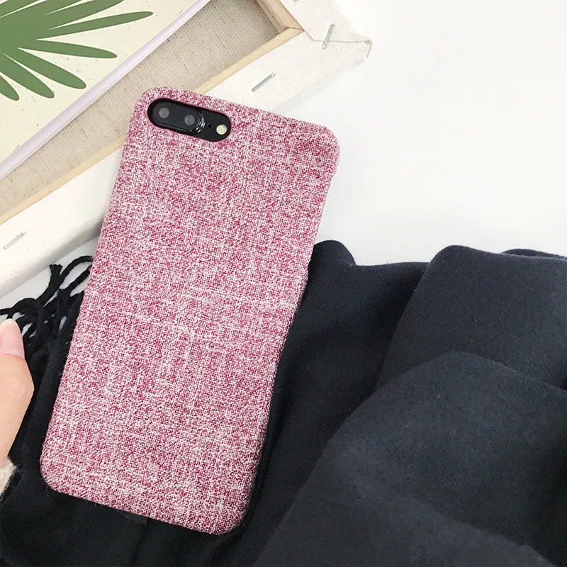Luxury Plush Fabrics Hard Back Cover For iPhone 7 Case Cotton Linen Cloth Phone Cases X 8 6 6S Plus XR XS Max |