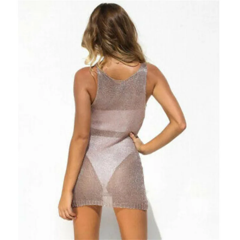 Женская Пляжная накидка для купальника короткое Сетчатое платье летний цельный