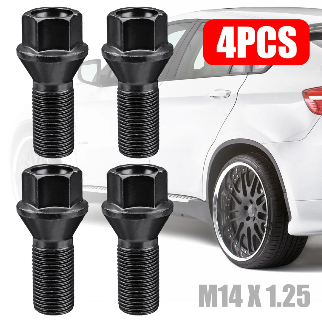 

For BMW 4pcs M14 x 1.25 Wheel Lug Bolt Nut Steel 36136781151 Universal Support X3 X5 E70 E71 F20 F25