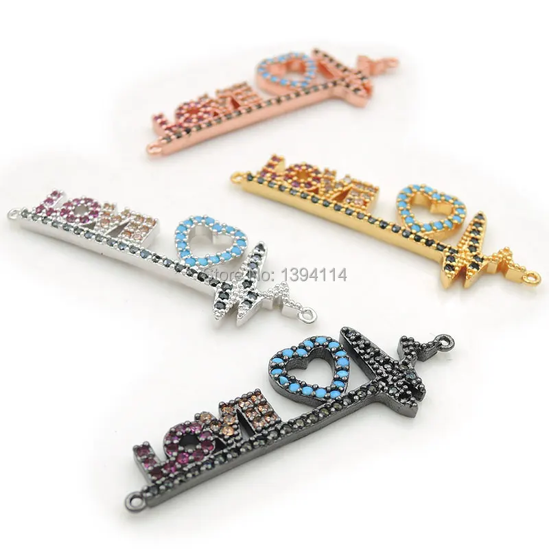 36*9*2 мм Micro Pave Fuchsine & Yellow Kallaite Black CZ Heartbeat Of Love соединители для мужчин и женщин