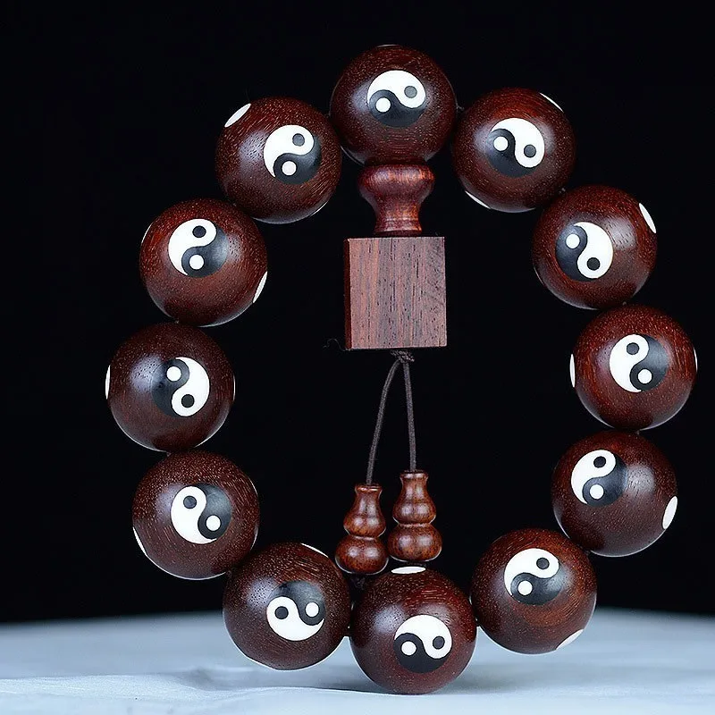 

Lobular Rosewood Natural Wooden Bracelets Natural Engraving Yoga Buddhist Mala Wooden Beads Buddhist Amulet Unisex