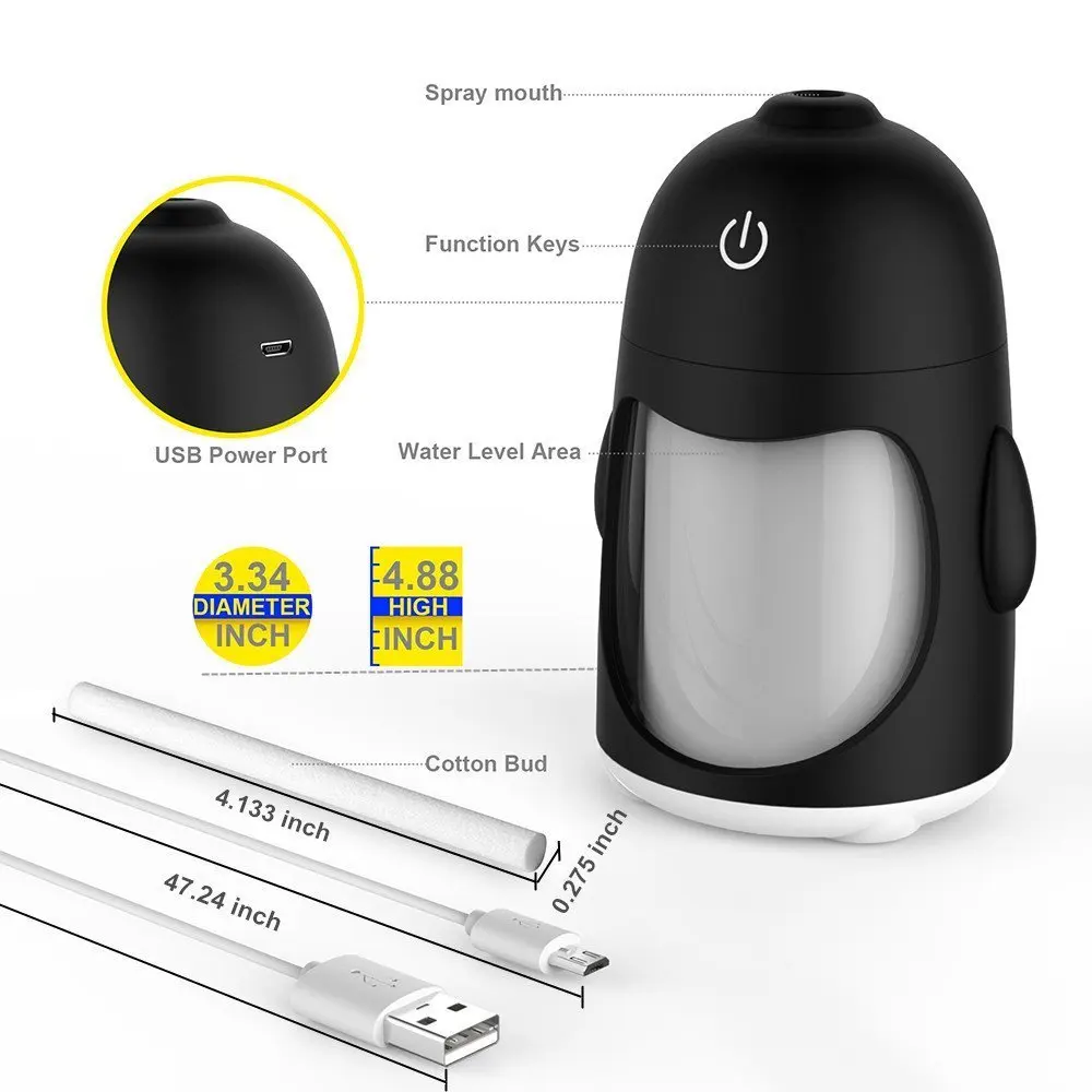 Мини Портативный 7 цветов LED свет холодный туман увлажнитель с таймером