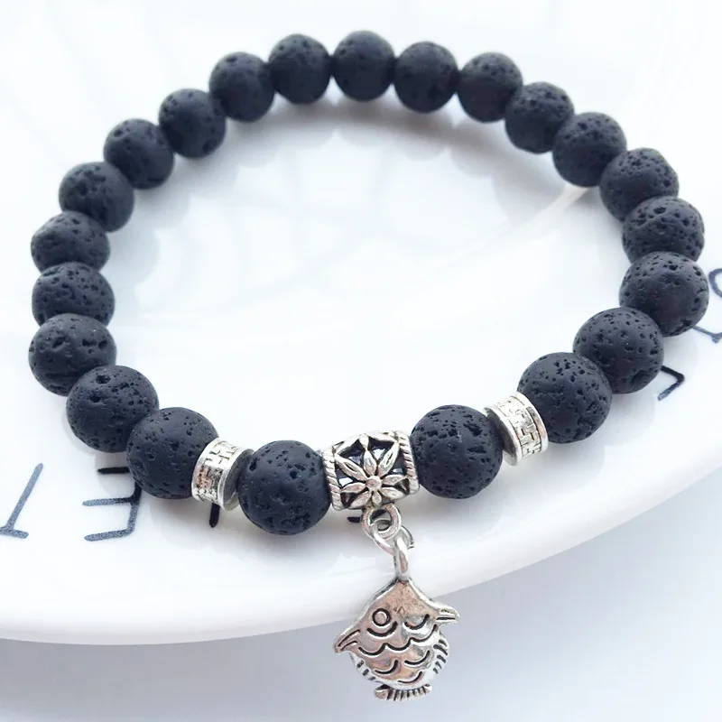 Natural Volcanic Stone Tourmaline Beaded String Jewelry Energy Handmade Charm Bracelet Homme Christmas | Украшения и аксессуары