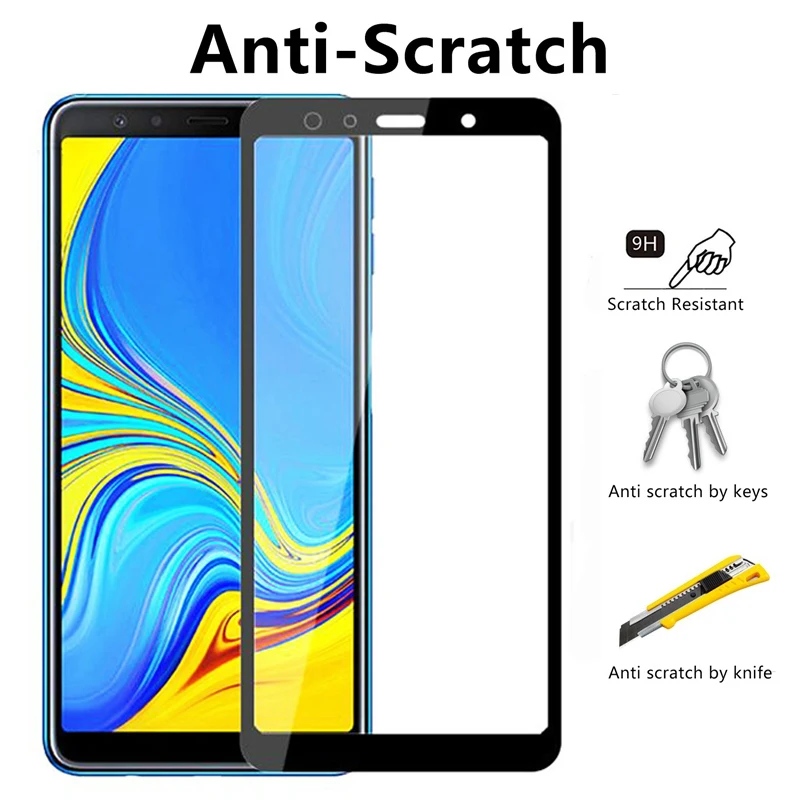 Защитное стекло закаленное для Samsung galaxy a8 a7 a6 a9 plus 2018 a9200 a750 a 7 8|Защитные стёкла и