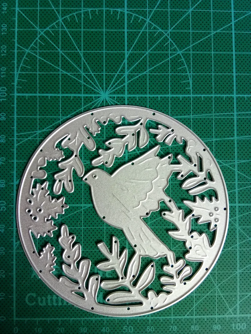 Dove Bird Leaves Circle 95*95 мм Metel Стальные режущие штампы трафарет ремесло для DIY тиснение