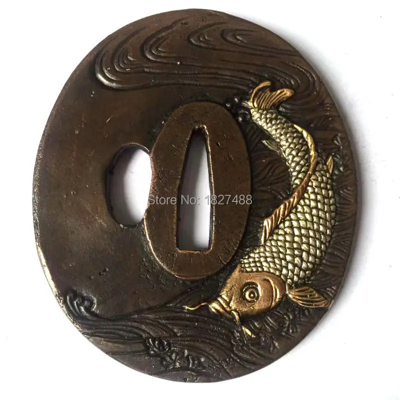 Набор для фотографий яркая рыба латунная фурнитура Tsuba ++ фучи + КАШИРА
