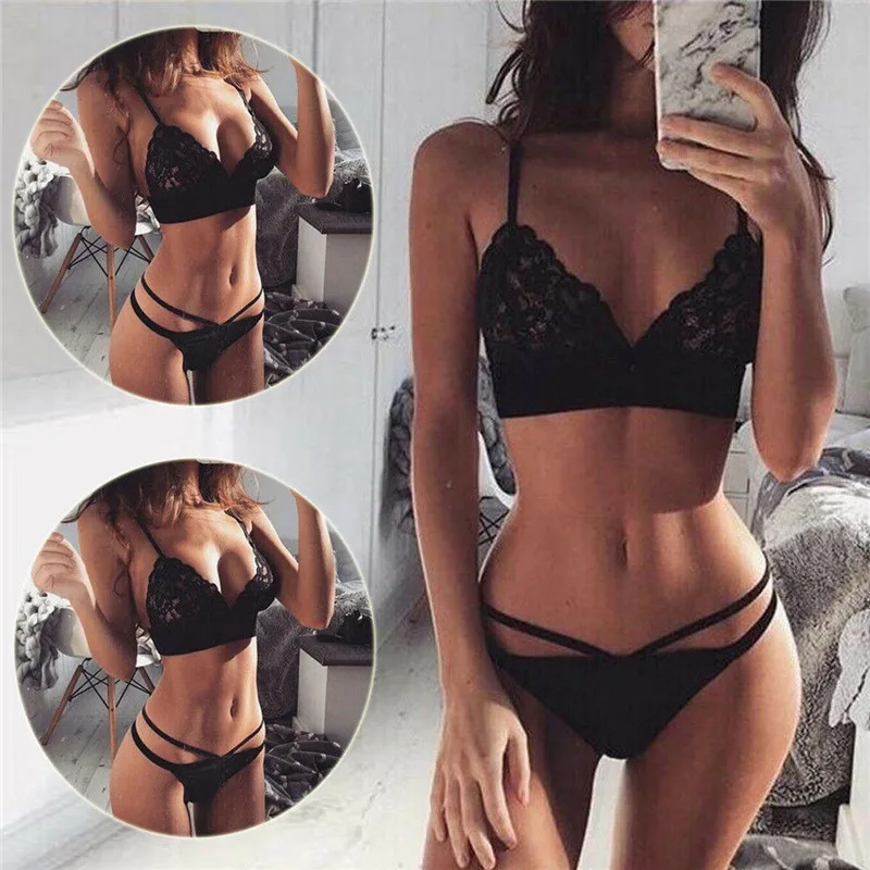Комплект бикини женский кружевной с чашками пуш-ап 2 предмета | Женская одежда