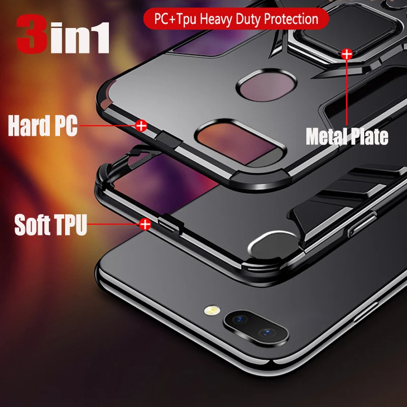 Ударопрочный защитный чехол для huawei Honor 7A Pro с автомобильным держателем мягкий