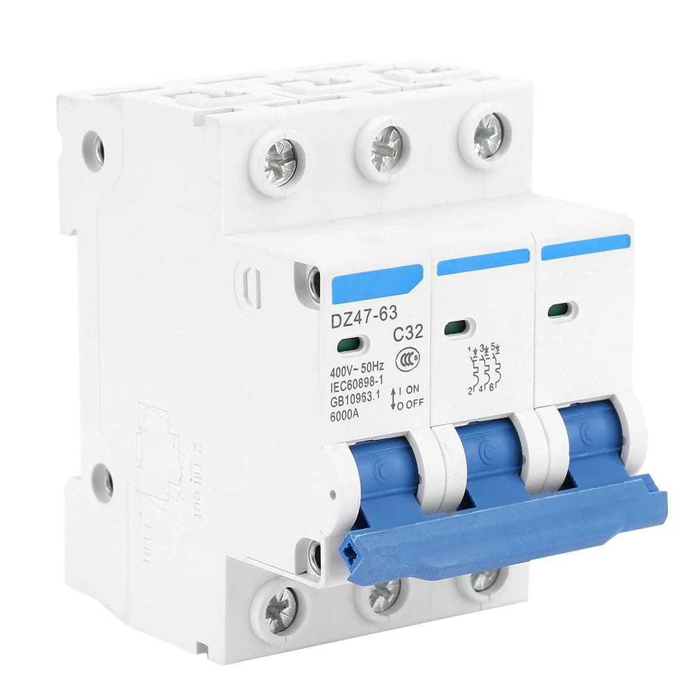 DZ47 63 3P 32A 400V защита от утечки земли автоматический выключатель