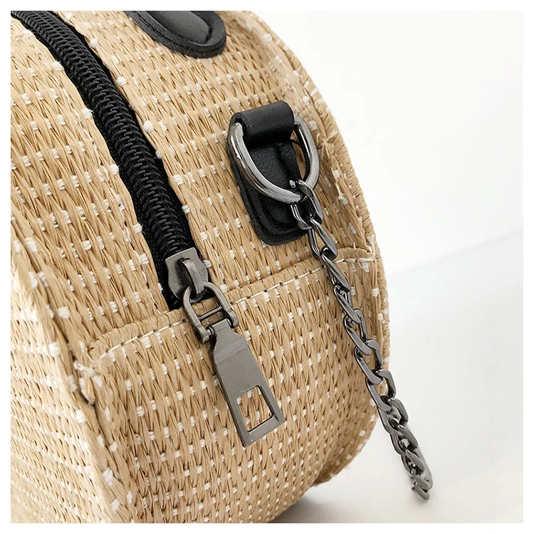 Круглая пляжная сумка с бумажными веревками летняя мини винтажная соломенная
