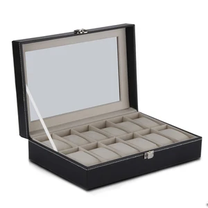 12 сетки часы Дисплей Чехол наручные часы коробка для хранения ювелирных изделий Органайзер для хранения