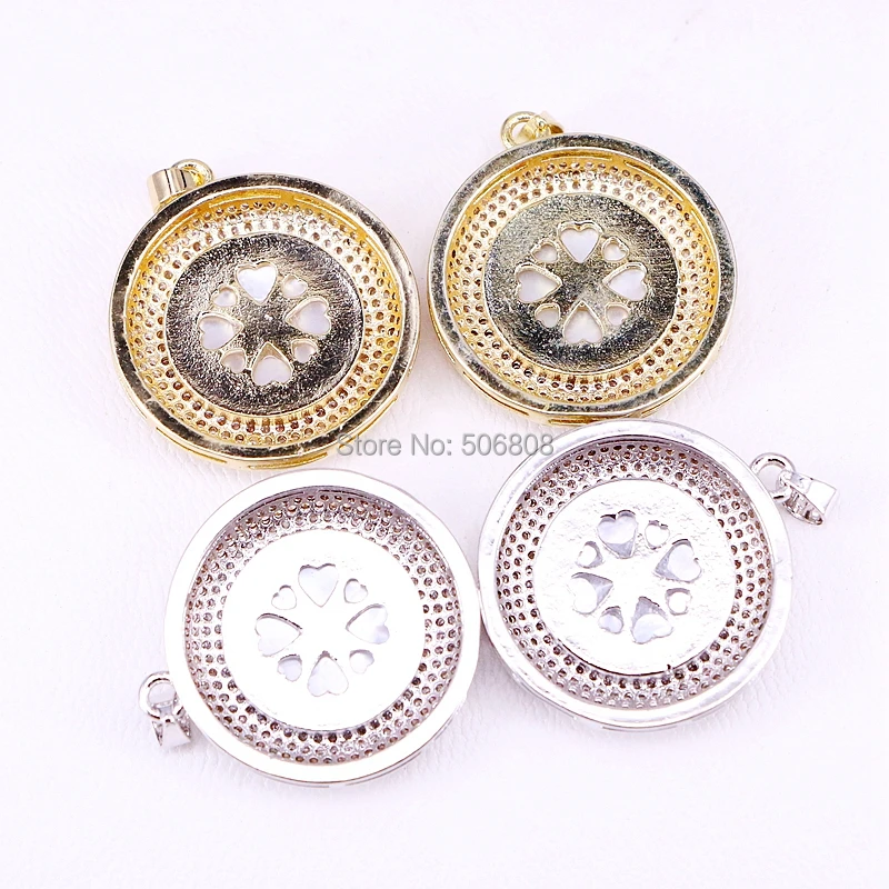 4PCS Circle White Jesus Shell Pendant Gold / Silver Color Round CZ Pave High Quality | Украшения и аксессуары