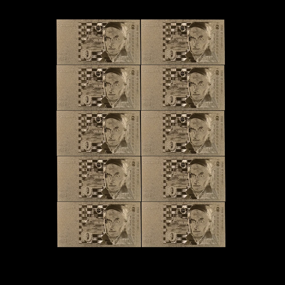 

10pcs/lot Nice Germany Gold Banknote Engraved 10 Mark Banknotes in 99.9 Gold Plated as Collection Gifts