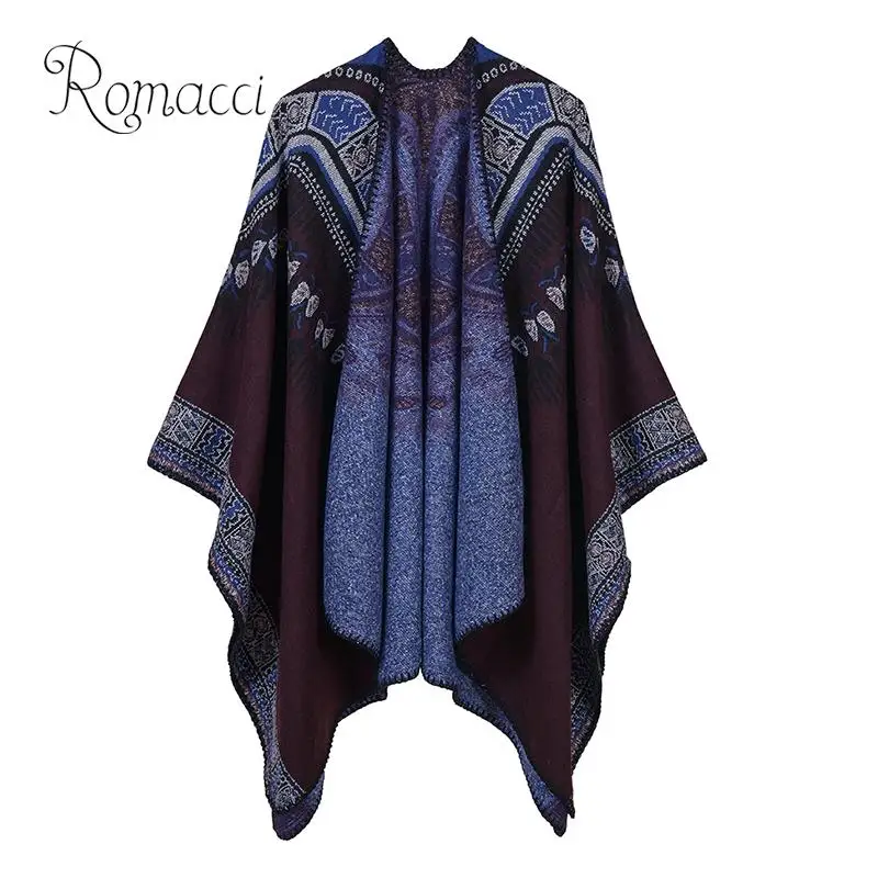 Новинка Женская шаль пончо свободное из искусственного кашемира цветное