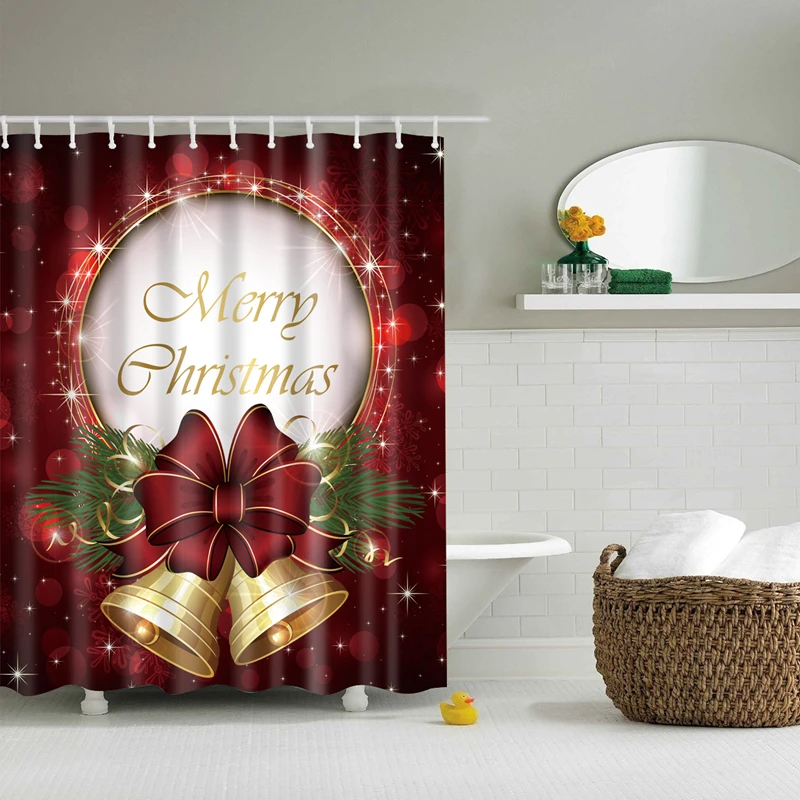 

Christmas Home Decoration Bathroom Curtains High Quality Polyester Waterproof Fabric Elk/Snowman/ Sock Pattern Shower Curtains16