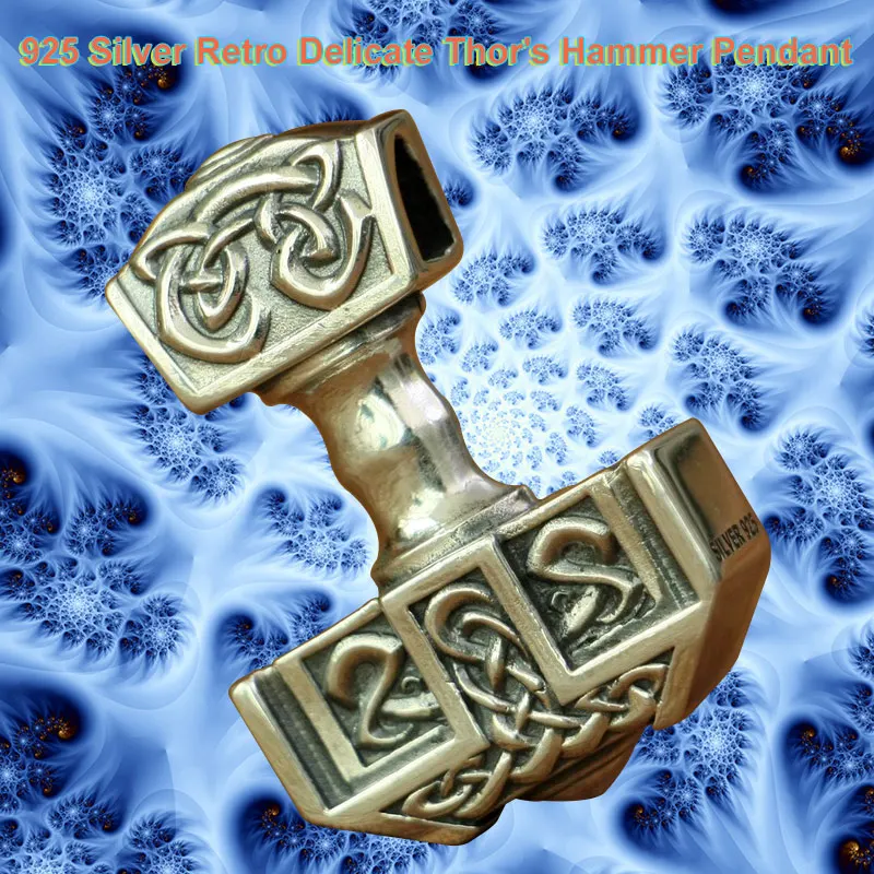 Изящное ожерелье из стерлингового серебра 925 пробы с подвеской Thor's Hammer
