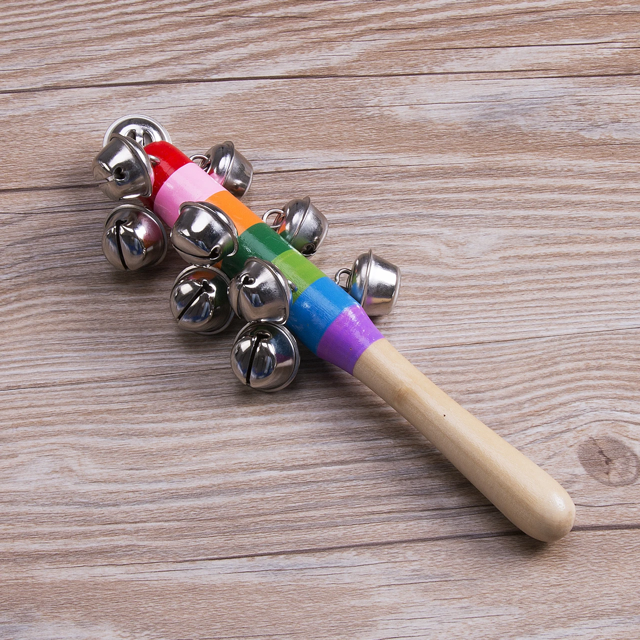 Детская Радужная коляска с ручкой деревянный палочка колокольчиком погремушка | - Фото №1