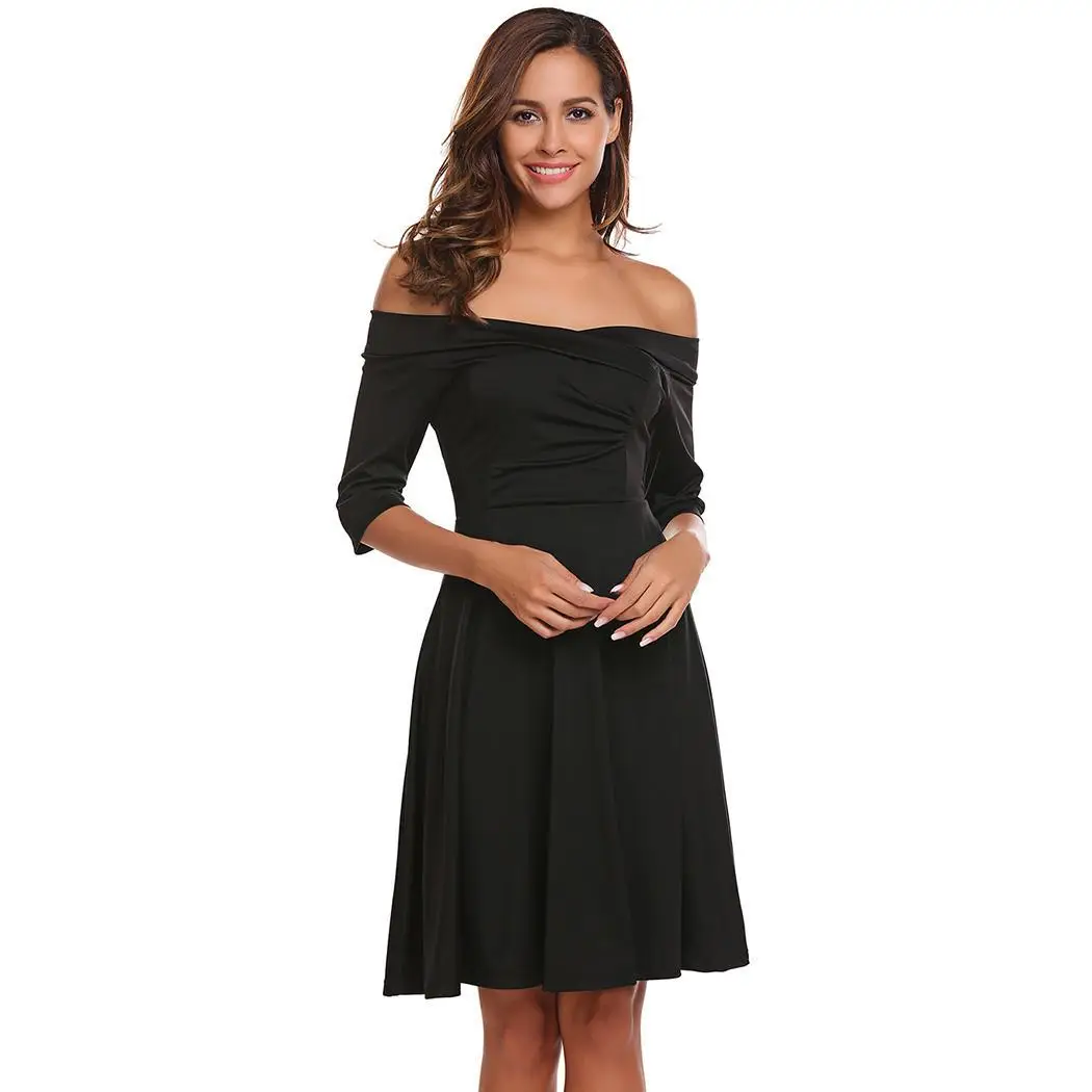 Низкая цена продажи товара хвост! Женская мода Slash шеи Половина рукава сплошной