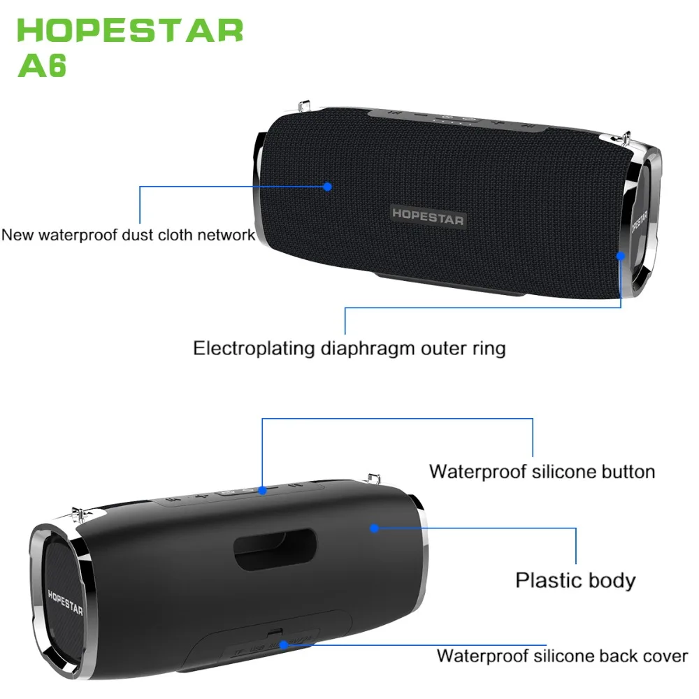 HOPESTAR A6 Bluetooth портативный динамик беспроводной громкий звуковая система 3D стерео