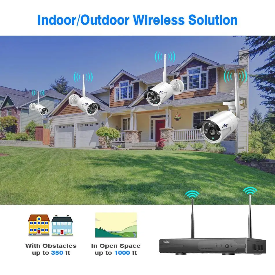 Hiseeu Беспроводной CCTV Камера Системы Наборы 960 P 4ch 1.3MP IP Водонепроницаемый Открытый