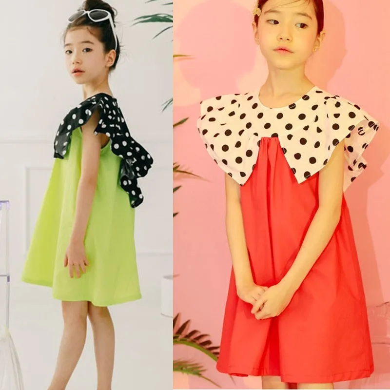 Big Girls Princess Dress 2019 Dot Ruffles Collar Patchwork Teen Kid Clothes Girl Dresses Summer Mother And Daughter Clothing | Детская
