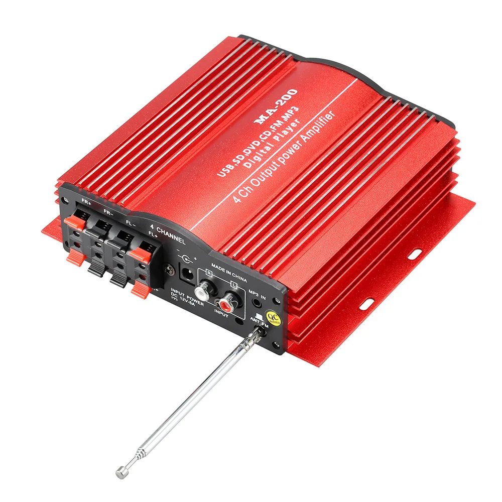 KKMOON 20 Гц кГц 85dB MA200 4 канала Hi Fi стерео аудио усилитель сабвуфер автомобильный MP3