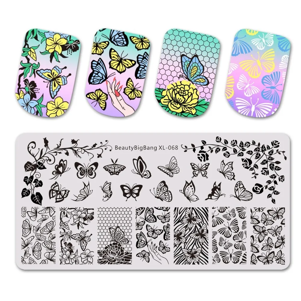 BeautyBigBang штампованные пластины для ногтей 1 шт. форма бабочки шаблон пластина