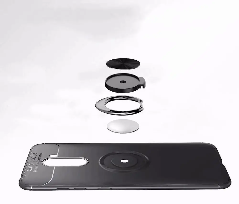 Hunreone Kickstand with Magnetic Ring TPU Pocophone F1 Phone Case Protection Cover For Xiaomi Poco | Мобильные телефоны и
