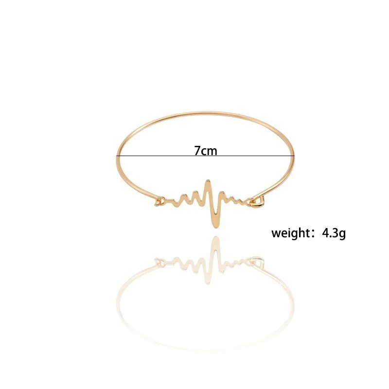 

Fashion ECG Bracelet Gold Black Heartbeat Bracelets Bangles For Women Men Nurse Doctor Christmas Gifts Pulseira