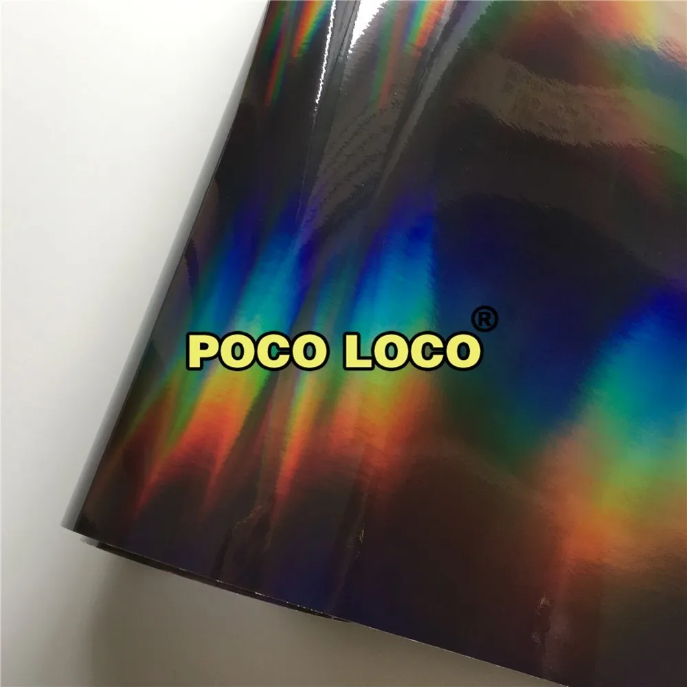 

Iridescent Black Holographic Rainbow Chrome Car Vinyl Wrap Interior Sticker Decoration Film Decal Sheet For Laptop Cell Phone