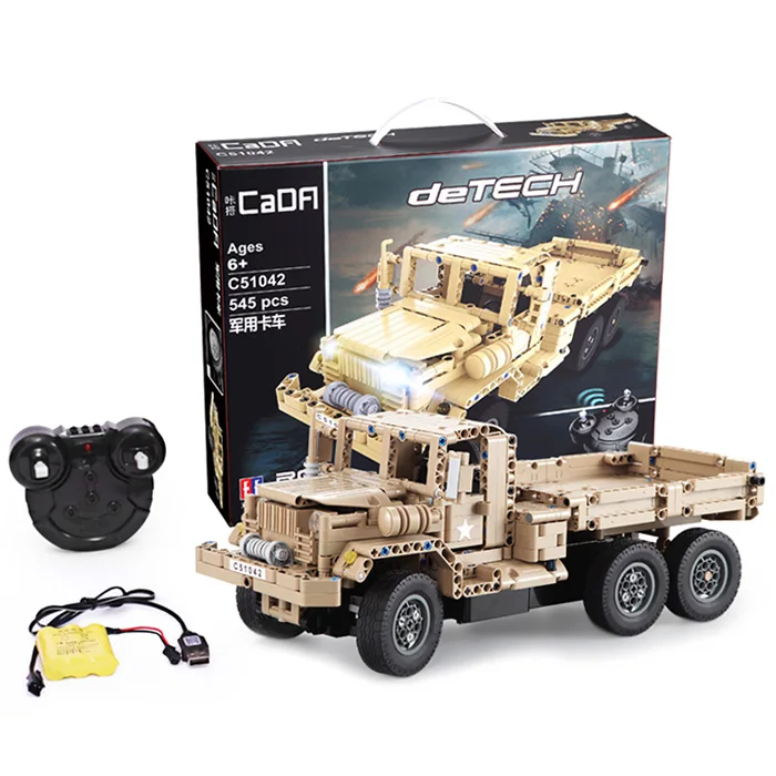 CaDA DIY Собранный симулятор военный RC грузовик строительный блок игрушка пульт