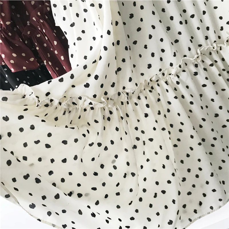 2019 модное корейское платье Mori Girl Vestidos повседневное шифоновое простое в горошек с