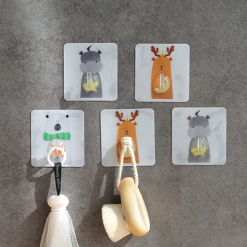 

5pcs/lot Cute Cartoon animal Kitchen Hook Strong Adhesive Paste Hooks Bathroom Key Towel Hanger Holder Hook Bathroom Accessories