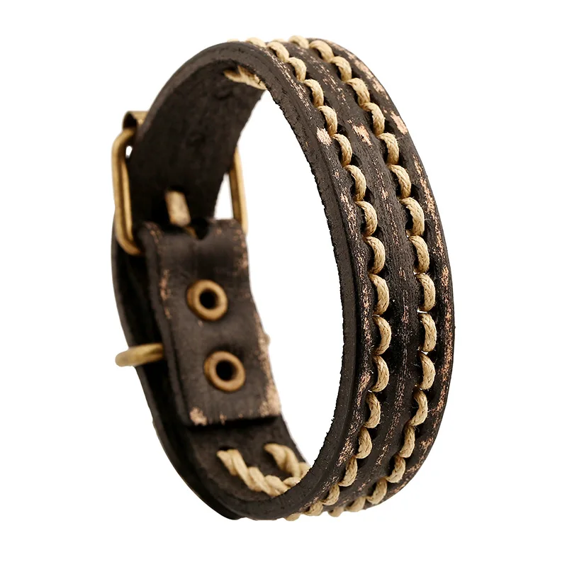 2019 Restore Ancient Ways Weave Cowhide Ornaments Leather charms Bracelet men Gothic bracelets for women | Украшения и аксессуары