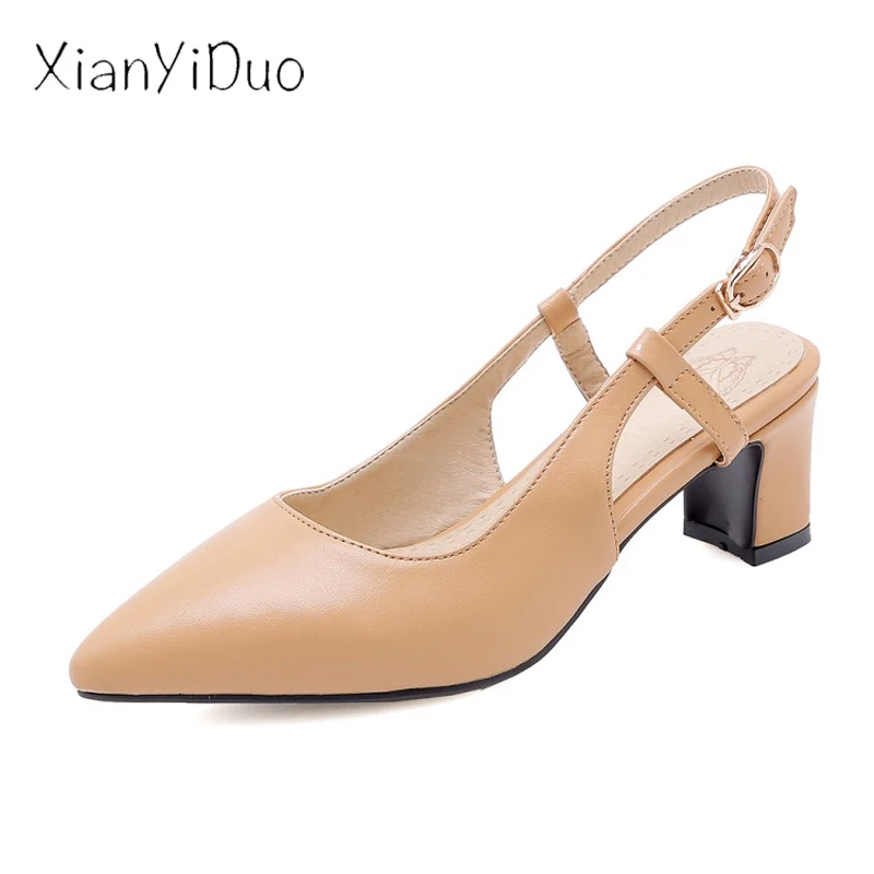 Xianyiduo/женские босоножки в сдержанном стиле на среднем квадратном каблуке сезон