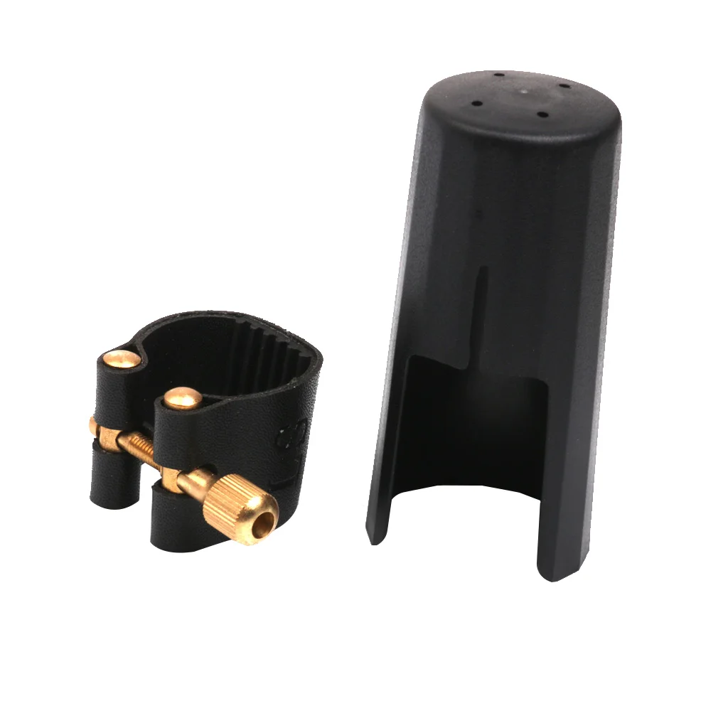 

Black PU Leather Ligature Fastener and Cap for Alto Sax Saxophone Mouthpiece