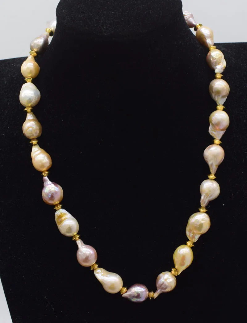 

freshwater pearl multicolor drop reborn keshi 12-20mm baroque necklace 19inch wholesale beads nature FPPJ woman 2018