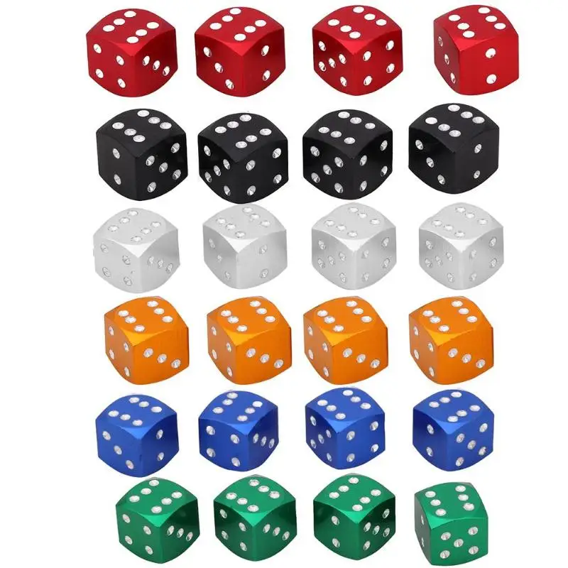 

4pcs Dice Style Car Aluminum Alloy Tire Stem Caps Tire Wheel Tyre Best Decoration Caps Valve Stem Dust Covers