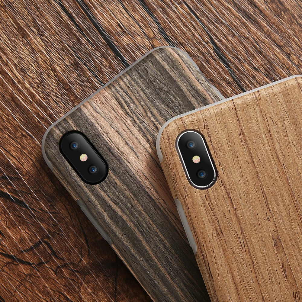 FLOVEME Nature Wood Case For iPhone X Natural Wooden Cover 8 Plus Hard Back Mobile Phone |