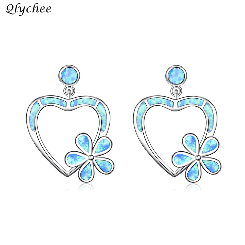 Qlychee 1 пара Мода 925 Серебряный цветок любви висящие серьги для женщин Vogue модные