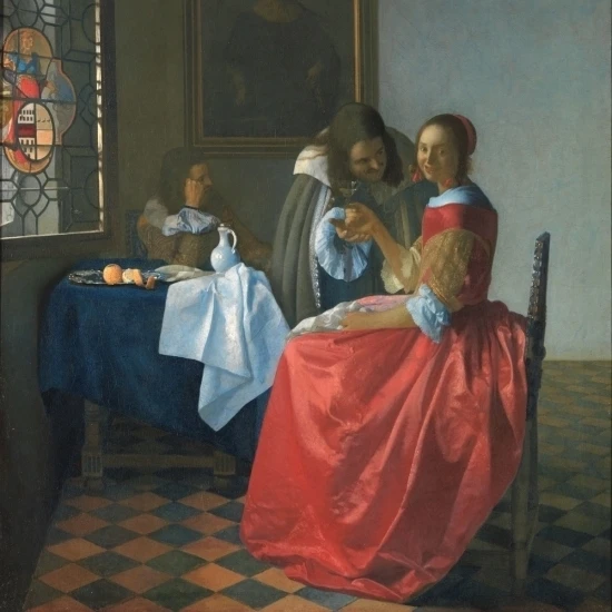 Девушка с бокал плакат печать Johannes Vermeer (18x24)|Таблички и знаки| |