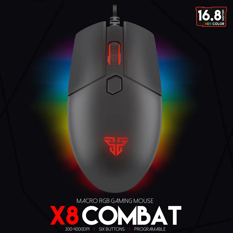 Fantech X8 игровая мышь проводная Usb 6 кнопок 1 8 м Rgb свет 10 режимов 60Ips Мода для