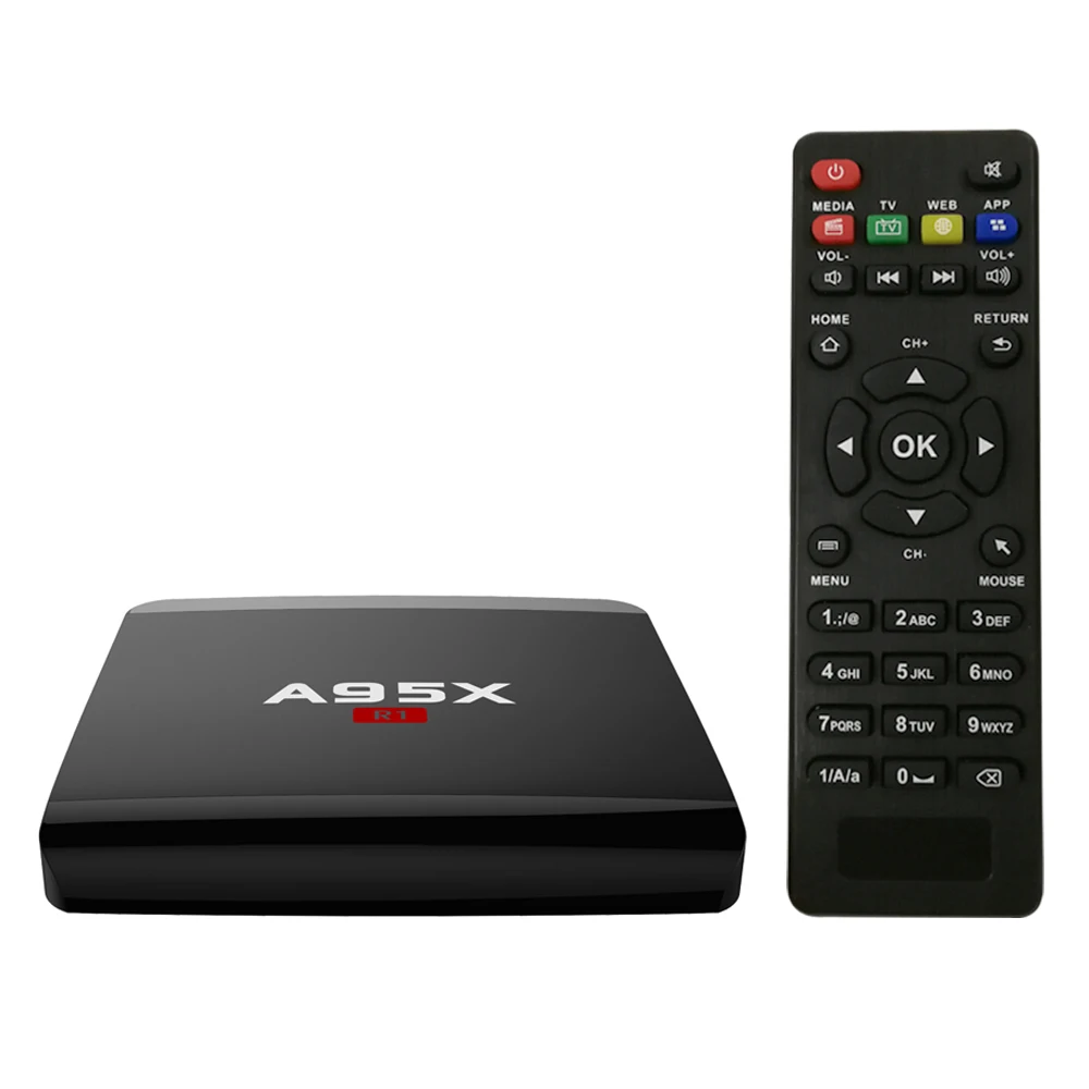 ТВ приставка A95X R1 Smart Android 7.1.2 процессор Amlogic S905W Quad Core H.265 VP9 Mini PC 1 ГБ/8 ГБ DLNA Miracast Airplay