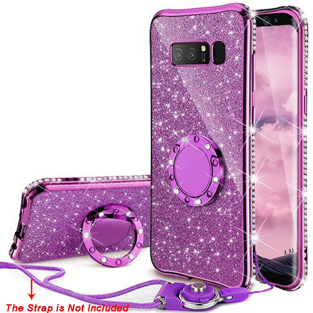 Jetjoy 3D Diamond 360 Degree Rotating Ring Holder Plating soft TPU Glitter Bling Case for Samsung Shining note 9 S8 S9+ |