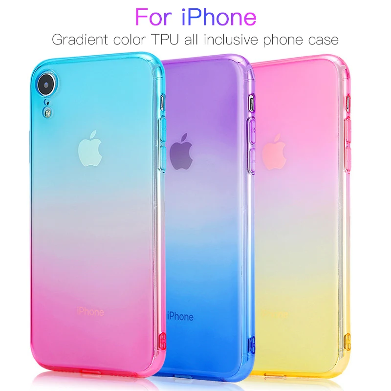 Ультратонкий цветной градиентный чехол для iPhone XR X XS Max 8 Plus 7 мягкий из ТПУ 6S 6