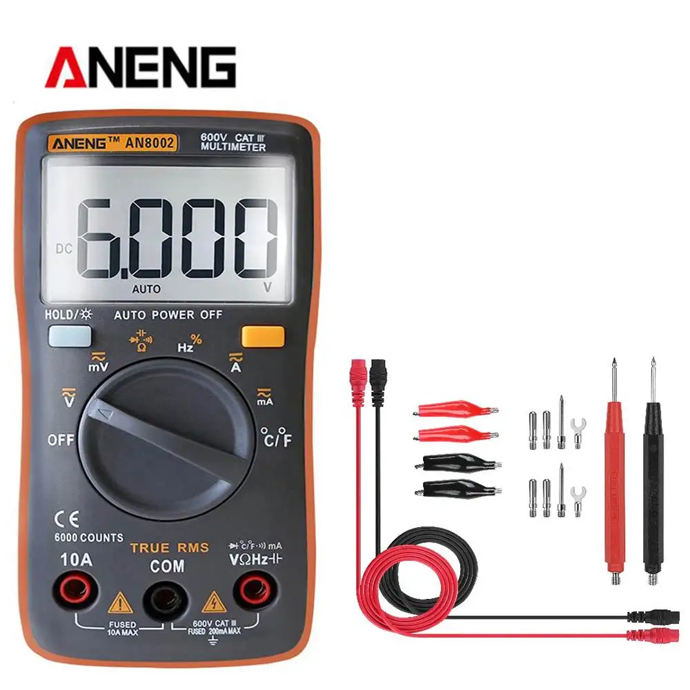ANENG AN8002 Оранжевый цифровой мультиметр 6000 отсчетов AC/DC Амперметр Вольтметр Ом