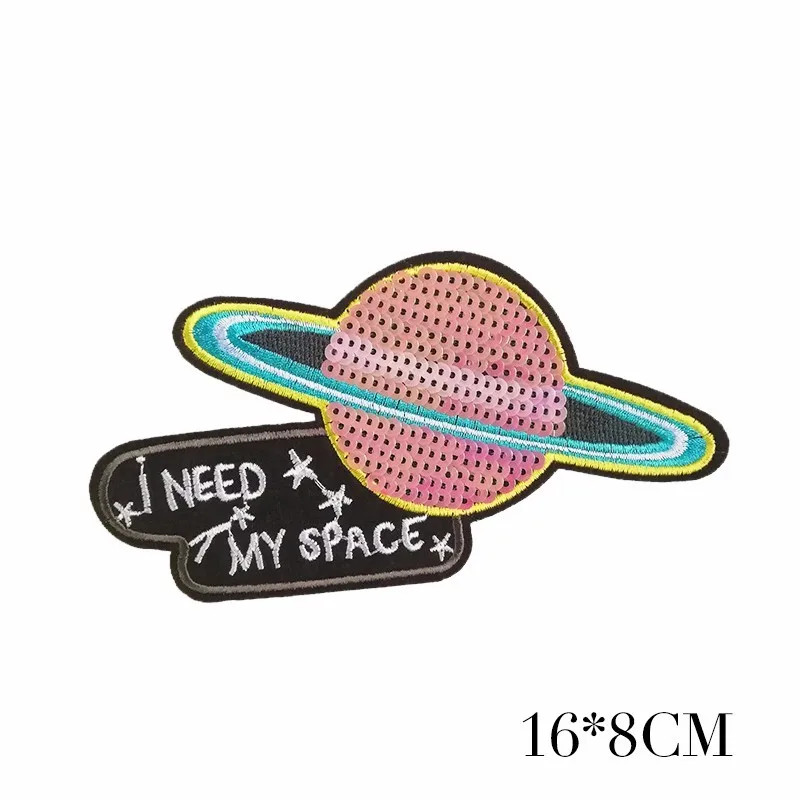PGY 1pcs/Sequins planet Patch T-Shirt Adhesive Applique Embroidery DIY Clothing Accessory Backpack Patches Free Delivery | Дом и сад