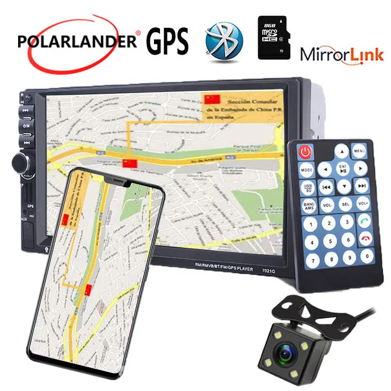 2Din стерео MP5 плеер FM USB 7 дюймов 8 г карта gps навигация Зеркало Ссылка экран зеркало