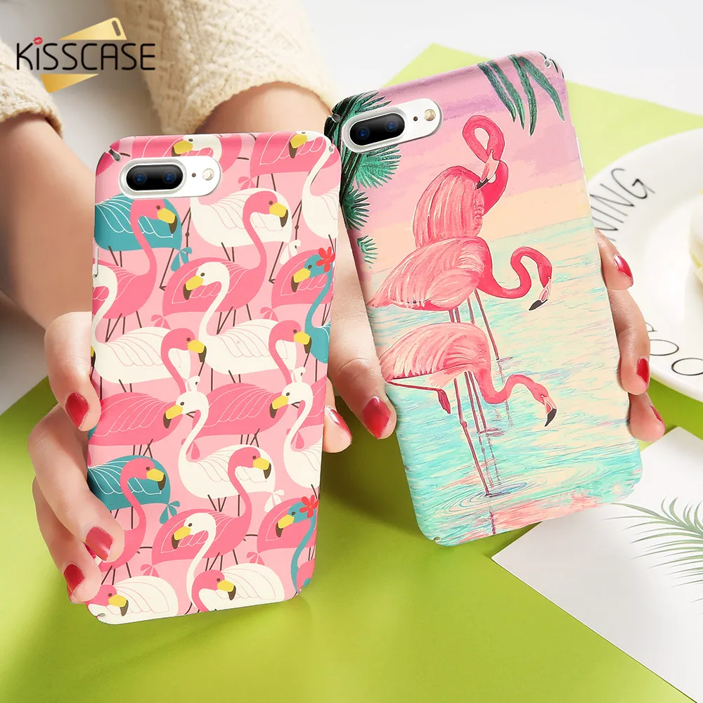 KISSCASE Чехлы фламинго для iPhone X 10 8 7 6 6S Plus чехол милый девчачий Матовый Жесткий 5 5S SE